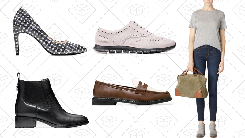Eliza Grand Pump, $114 | Newburg Waterproof Bootie, $108 | ZERĂGRAND Wingtip Oxford, $84 | Pinch Campus Penny Loafer, $60 | Ellery Satchel, $144